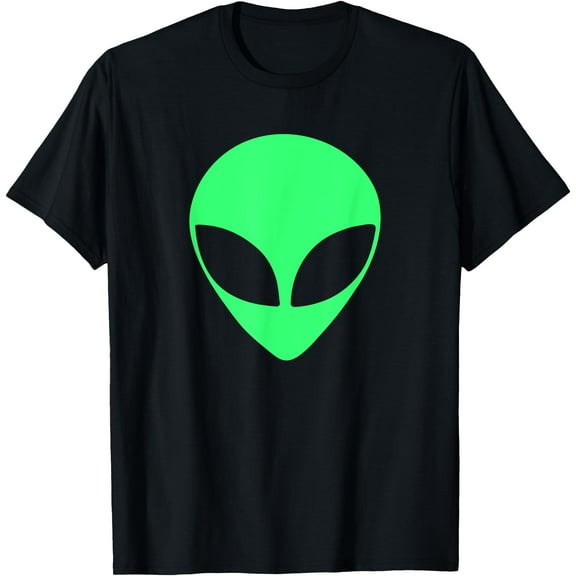 Green Alien Head 90's Style Funny Unisex T-Shirt for Men Women Kids,Black Color,Size L