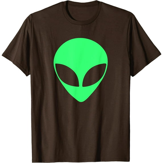 Green Alien Head 90's Style Funny Unisex T-Shirt for Men Women Kids,Dark Chocolate Color,Size 4XL
