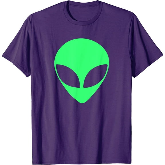 Green Alien Head 90's Style Funny Unisex T-Shirt for Men Women Kids,Purple Color,Size YS