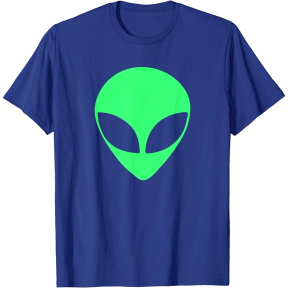 Green Alien Head 90's Style Funny Unisex T-Shirt for Men Women Kids,Royal Blue Color,Size 4T