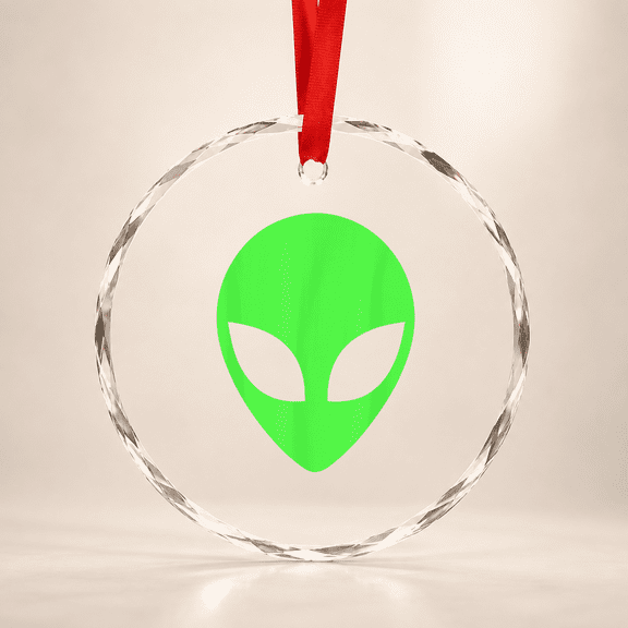 Green Alien Head 90S Stylee Alien Glass Ornament