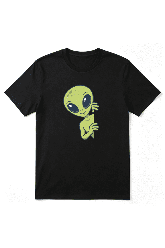 Green Alien Head Face Cool Graphic Tee for Men and Women, Funny Party Cotton Short Sleeves T-Shirt