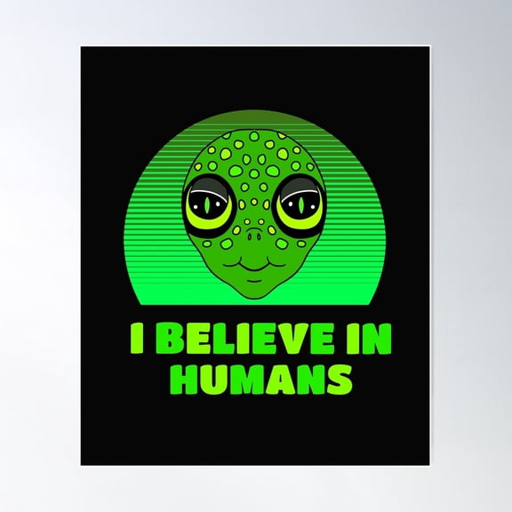 Green Alien Head Poster Wall Art, Modern Wall Decor For Living Room Bedroom, 16x24 UNFRAMED