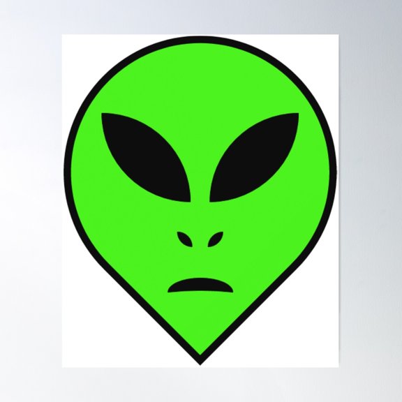 Green Alien Head Poster Wall Art, Modern Wall Decor For Living Room Bedroom, 16x24 UNFRAMED