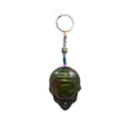 thumbnail image 1 of Green Alien Head UFO 3D Figurine Keychain Multicolored Macramé Metal Ring - Handmade Gifts Boho Car Keys Bag Accessories, 1 of 1