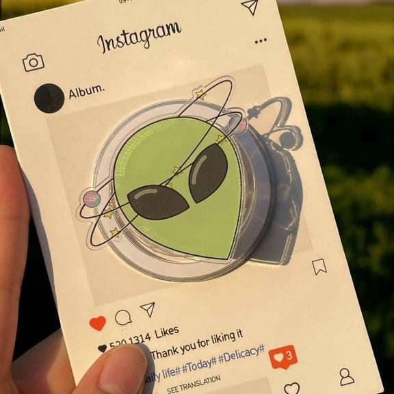 Green Alien Phone Grip, Space Lover Pop Holder