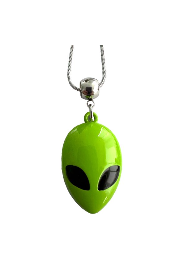 Green Alien Space Invader Necklace Pendant