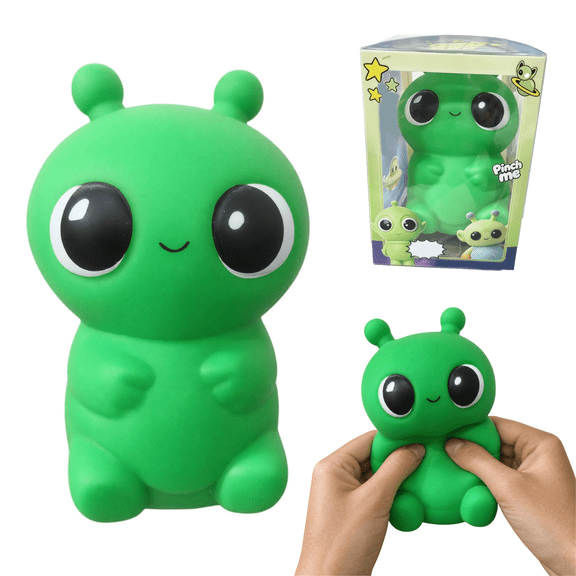 Green Alien Squishy Ball, 14 cm Stress Relief Fidget Toy, Soft Sensory Squishies for Anxiety Relief, Cute Handmade Squeeze Toy for Kids Adults Party Supply Gift,