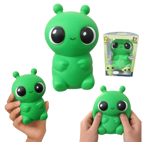 Green Alien Squishy Ball, 14 cm Stress Relief Fidget Toy, Soft Sensory Squishies for Anxiety Relief, Cute Handmade Squeeze Toy for Kids Adults Party Supply Gift,