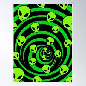 Green Aliens Heads Poster Wall Art Modern Wall Decor For Living Room Bedroom