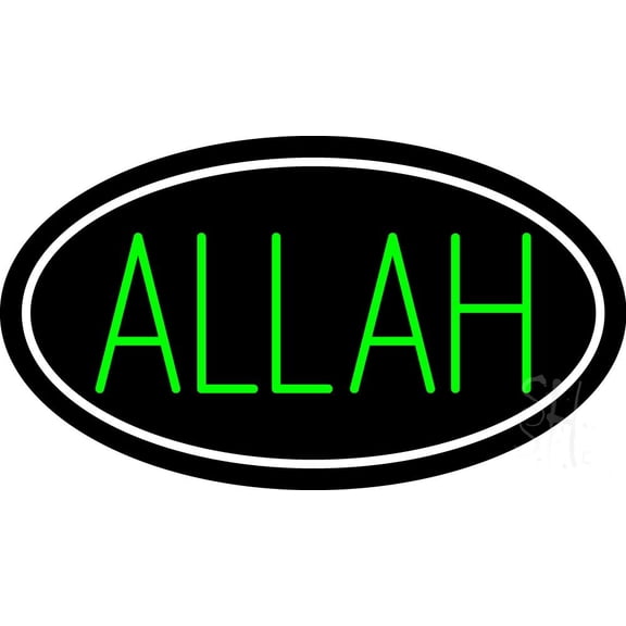 Green Allah LED Neon Sign 13 x 24 - inches Black Square Cut Acrylic Backing, with Dimmer - Premium built indoor Sign for Home dcor, Event, Religious place, Store interior, Office.