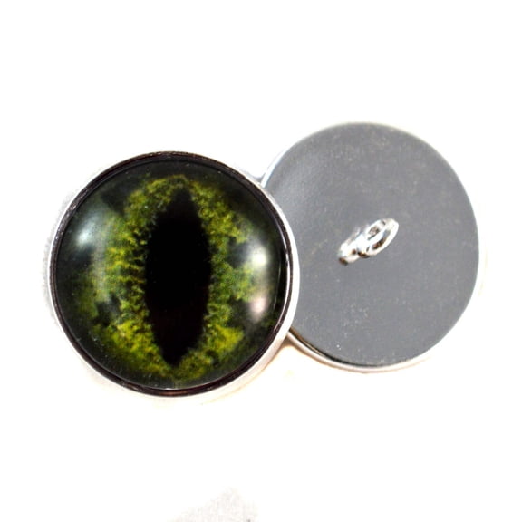 Green Alligator Sew-On Button Glass Eyes