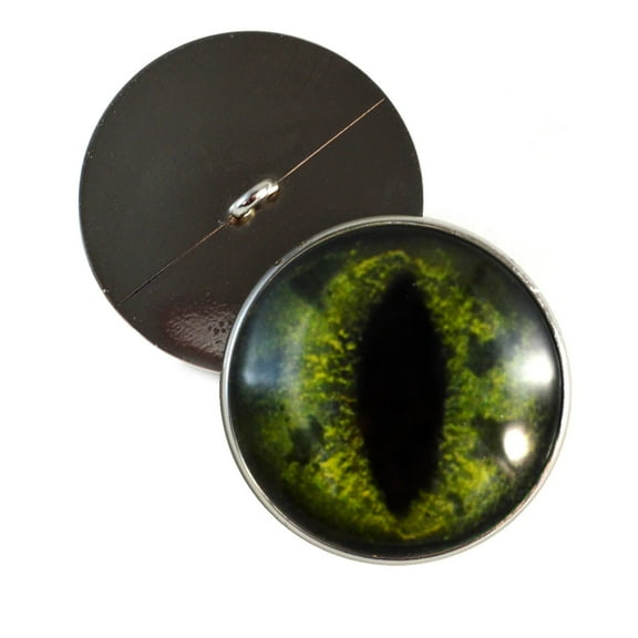 Green Alligator Sew-On Button Glass Eyes