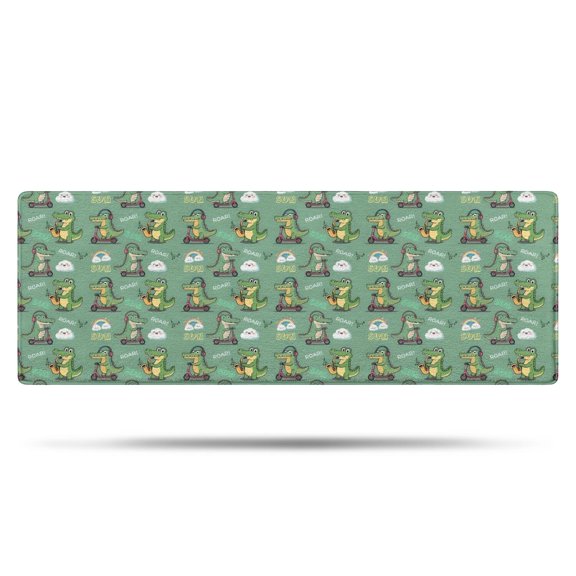 Green Alligators Icons Pattern Bathroom Rugs Mat,Non Slip Microfiber Bathroom Rug,Rubber Backing,Soft Bathroom Mats for Bathroom Floor,Tub and Shower,47x17in(120x43cm)
