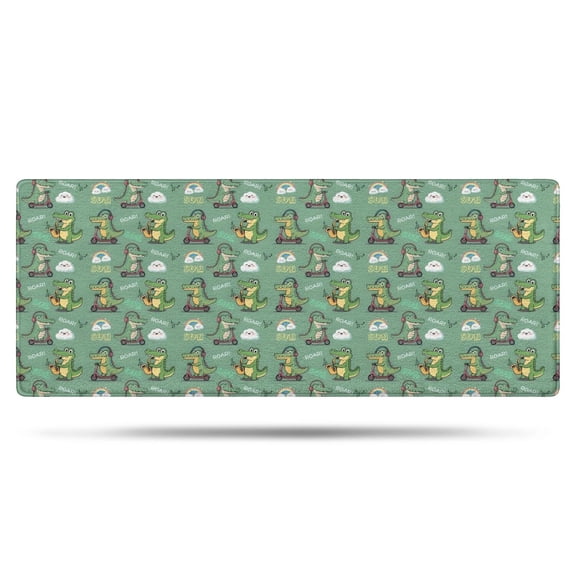 Green Alligators Icons Pattern Bathroom Rugs Mat,Non Slip Microfiber Bathroom Rug,Rubber Backing,Soft Bathroom Mats for Bathroom Floor,Tub and Shower,60x24in(150x60cm)