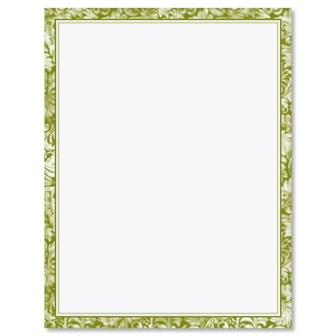 Green Alluring Border Sprint Easter Letter Paper, Set of 25 8.5" x 11",  Wedding & Bridal Shower Flyer Invitations