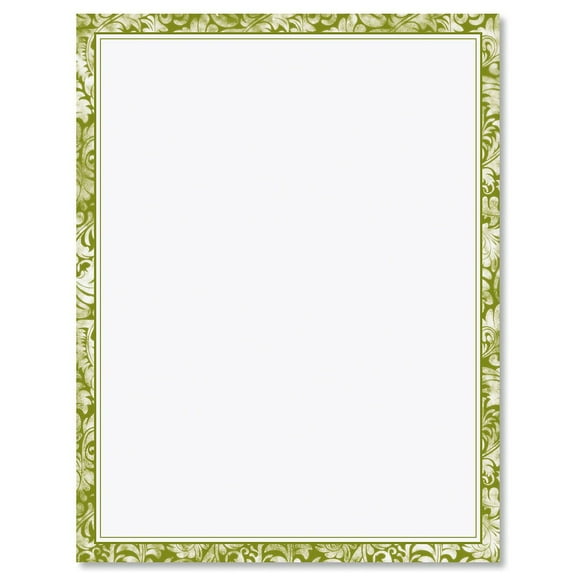 Green Alluring Border Sprint Easter Letter Paper, Set of 25 8.5" x 11",  Wedding & Bridal Shower Flyer Invitations