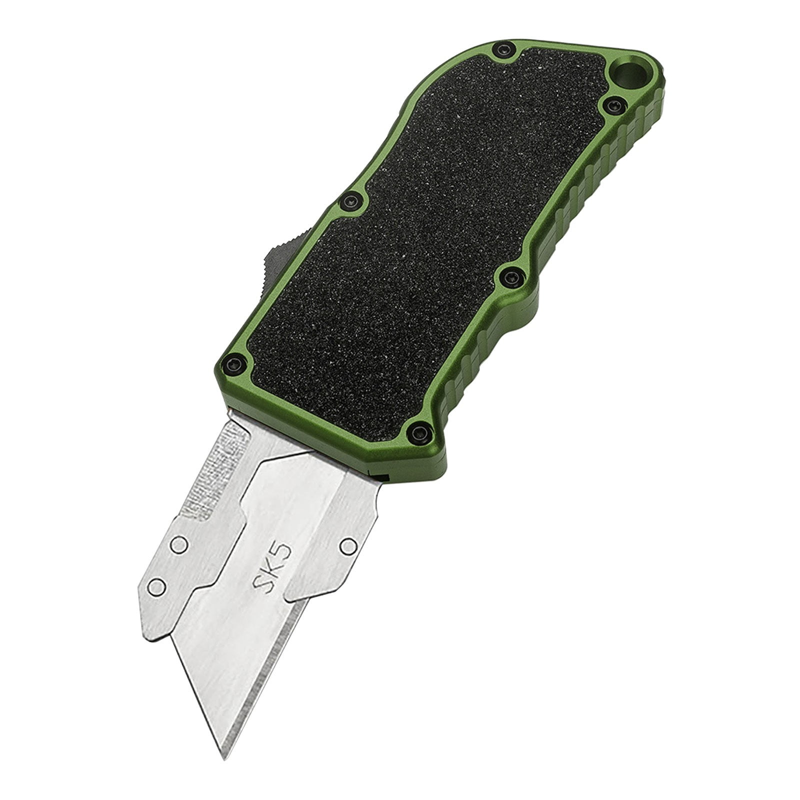 Green Aluminum Alloy Utility Knife, Sandpaper Finish Cutter With Ergonomic Handle And Retractable Blade For Crafting, Box Opening, Diy Projects And Office Use