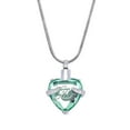 thumbnail image 1 of Green "Always in My Heart" Cremation Necklace Rhinsestone Women's Heart Urn Necklace for Ashes Funeral Urn Jewelry Remembrance Memorial Pendant with Free Funnel Fill Kit and Gift Box, 1 of 11