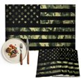 thumbnail image 1 of Green American Flag Placemats Set of 4, Wooden Grain Washable Wipeable Table Mats for Dining Tables, Indoor Outdoor Kitchen Place Mats for Holiday Party Table Decor, 1 of 9