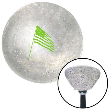 Green American Flag Pole Clear Retro Metal Flake Shift Knob with M16 x 1.5 Insert