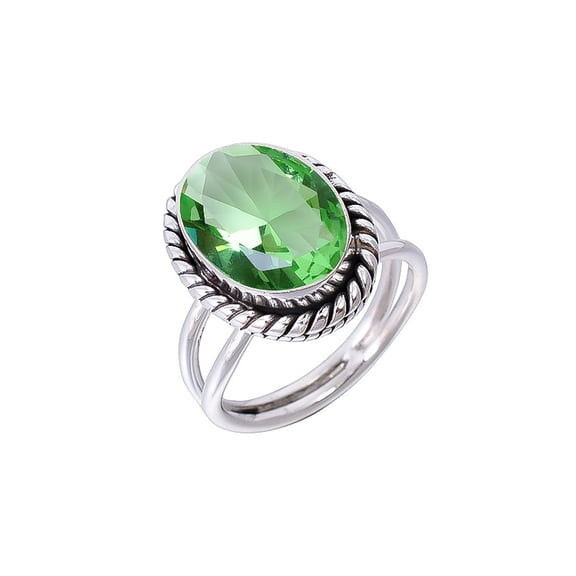 Green Amethyst 925 Sterling Silver Ring V2596, Amethyst Ring, Gemstone Ring, Handmade Ring, Green Ring, Oval Ring, Gift For Her, Wedding Gift, Birthda