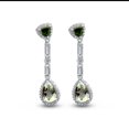 thumbnail image 1 of Green Amethyst / Chrome Diopside / Zircon  925 Silver Dangle Earrings, 1 of 1