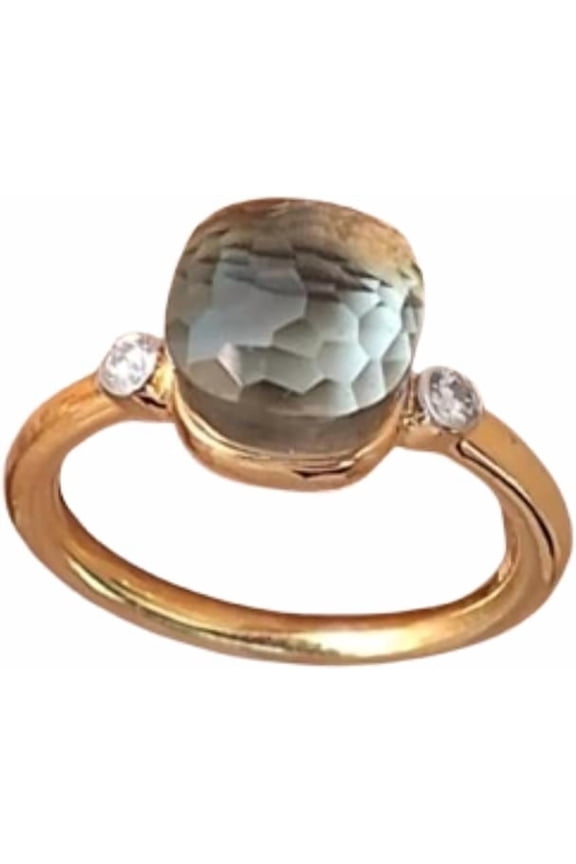 Green Amethyst Inspired Ring With Two Moissanite 925 Sterling Silver Engagement Rings Green Gemstone Cushion Checkerboard Cut 10mm Ring For Womens