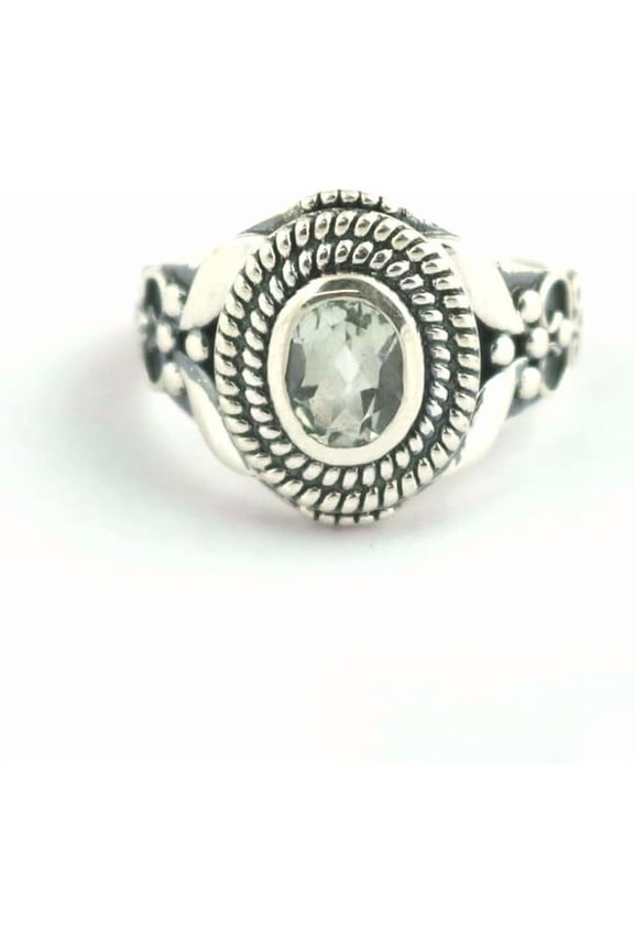 Green Amethyst Oval Ring- Handmade Statement Ring For Him- Unisex Gemstone Ring- 925 Sterling Silver Ring For Father- Engagement Wedding Gift