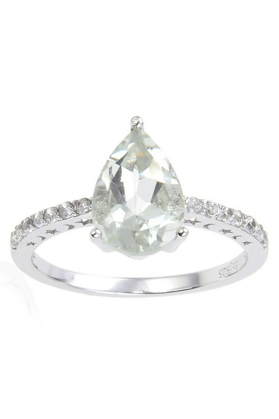 Green Amethyst Pear Ring