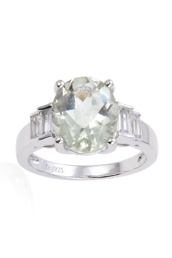 Green Amethyst Ring 925 Sterling Silver 1.44 Ct Oval Gemstone February Birthstone Jewelry Women’s