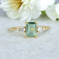 thumbnail image 1 of Green Amethyst Ring Yellow Gold Plated Statement Jewelry Diamond Cluster Bridal Ring Delicate Proposal Ring February Birthstone Gift for Her, 1 of 4