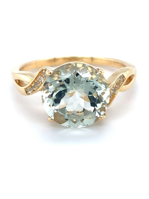 Genuine Amethyst Ring for Women 3.11 Carats Prasiolite Jewelry Anniversary Birthday Gifts for Wife