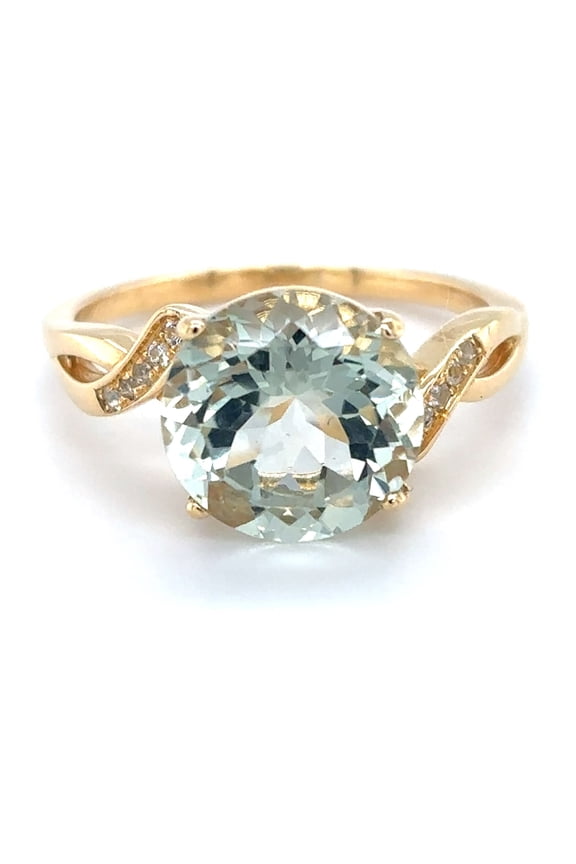 Genuine Amethyst Ring for Women 3.11 Carats Prasiolite Jewelry Anniversary Birthday Gifts for Wife