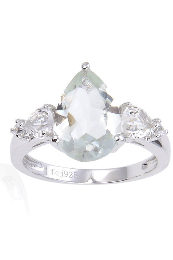 Green Amethyst Teardrop Ring