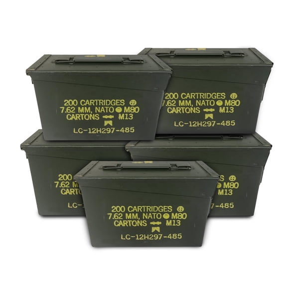 Ammo Can Man Green Military Grade Ammo Storage Can Watertight Airtight Solid Alloy Steel Hinged Lid Locking Latch 30 Cal 5 Pack