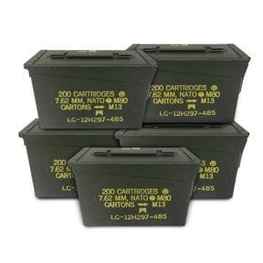 Ammo Can Man Green Military Grade Ammo Storage Can Watertight Airtight Solid Alloy Steel Hinged Lid Locking Latch 30 Cal 5 Pack