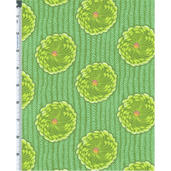 Green Amy Butler Soul Blossom Delhi Blooms Print Cotton Corduroy, Fabric Sold By the Yard