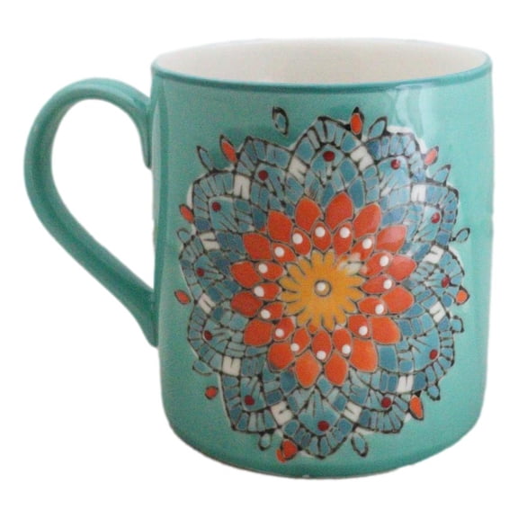 Green Anahata Heart Chakra Zen Flower Of Life Mandala Circle Ceramic Mug Cup