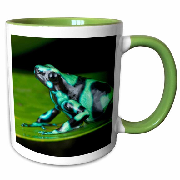 3drose, Green and Black Poison Dart Frog - Sa22 Amr0010 - Andres Morya Hinojosa, 11oz Two-tone Green Mug