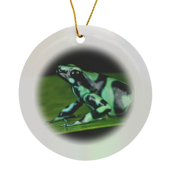 3drose, Green and Black Poison Dart Frog - Sa22 Amr0010 - Andres Morya Hinojosa, Circle Porcelain Ornament