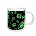 thumbnail image 1 of 3drose, Green and Black Retro Squares Pattern, 15oz Mug, 1 of 6