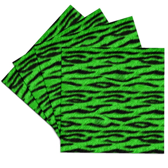 3drose, Green and Black Tiger Animal Print, Set of 4 Ceramic Tile Coasters
