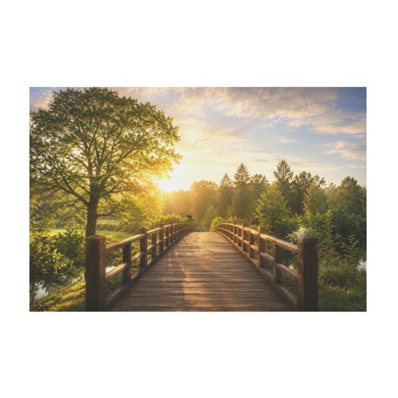 Green And Blue Rural Bridge Architecture Photography Canvas Wall Art For Living Room 12*18in