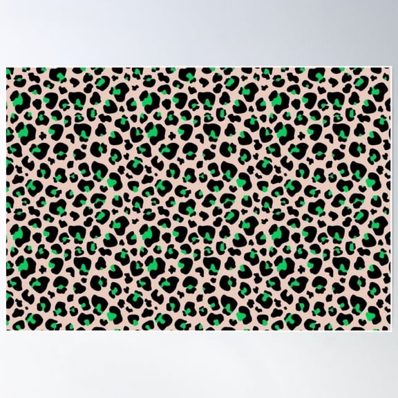 Green And Brown Leopard Spots Animal Pattern Poster Wall Art, Modern Wall Decor For Living Room Bedroom, 12x18 UNFRAMED