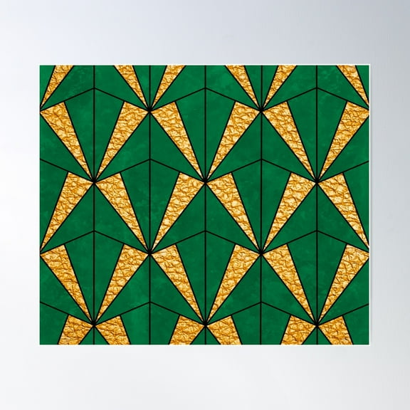 Green And Gold Art Deco Poster Wall Art, Modern Wall Decor For Living Room Bedroom, 8x12 UNFRAMED