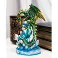 thumbnail image 1 of Green And Gold Cosmic Dragon On Blue Crystal Stalactite Rock LED Light Statue, 1 of 5