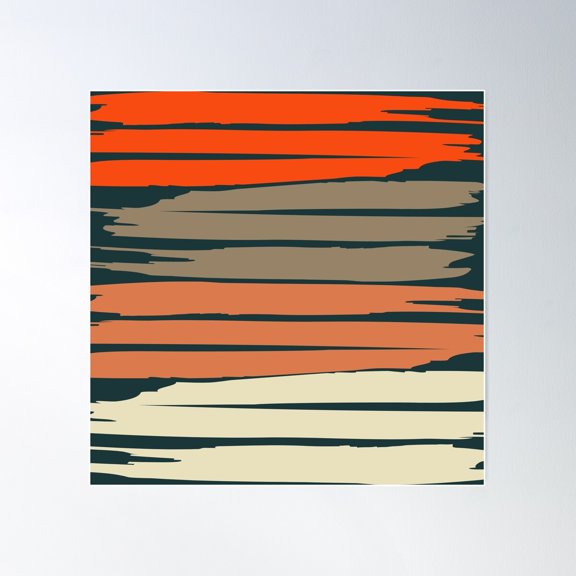 Green And Orange Brush Strokes Poster Wall Art, Modern Wall Decor For Living Room Bedroom, 16x16 UNFRAMED