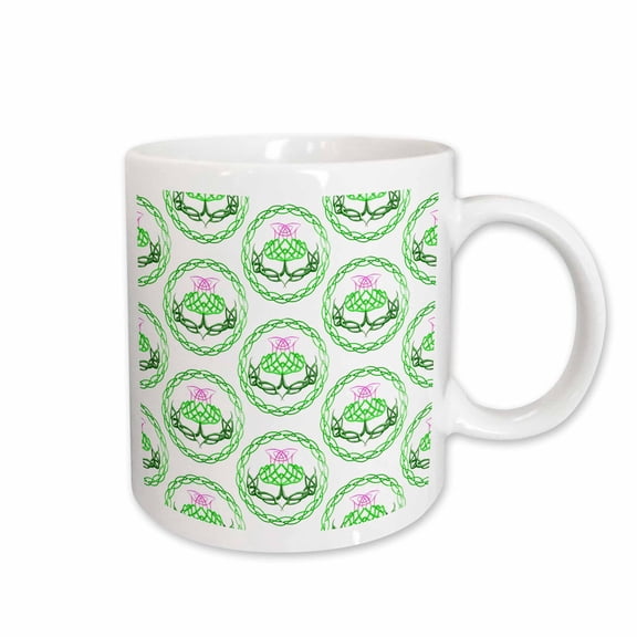 3drose, Green and Purple Celtic Knot Flower of Scotland Thistle., 15oz Mug