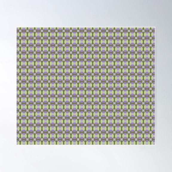 Green And Purple Intersecting Dots Retro Pattern Poster Wall Art, Modern Wall Decor For Living Room Bedroom, 12x18 UNFRAMED